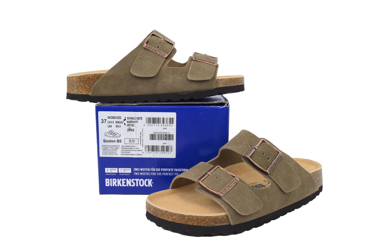 PK God Batch Birkenstock Boston Soft Footbed Grayish Green