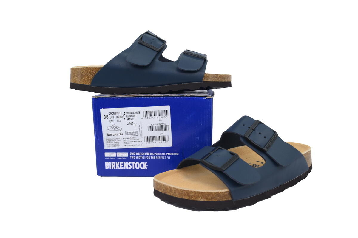 PK God Batch Birkenstock Boston Soft Footbed Blue Leather Surface