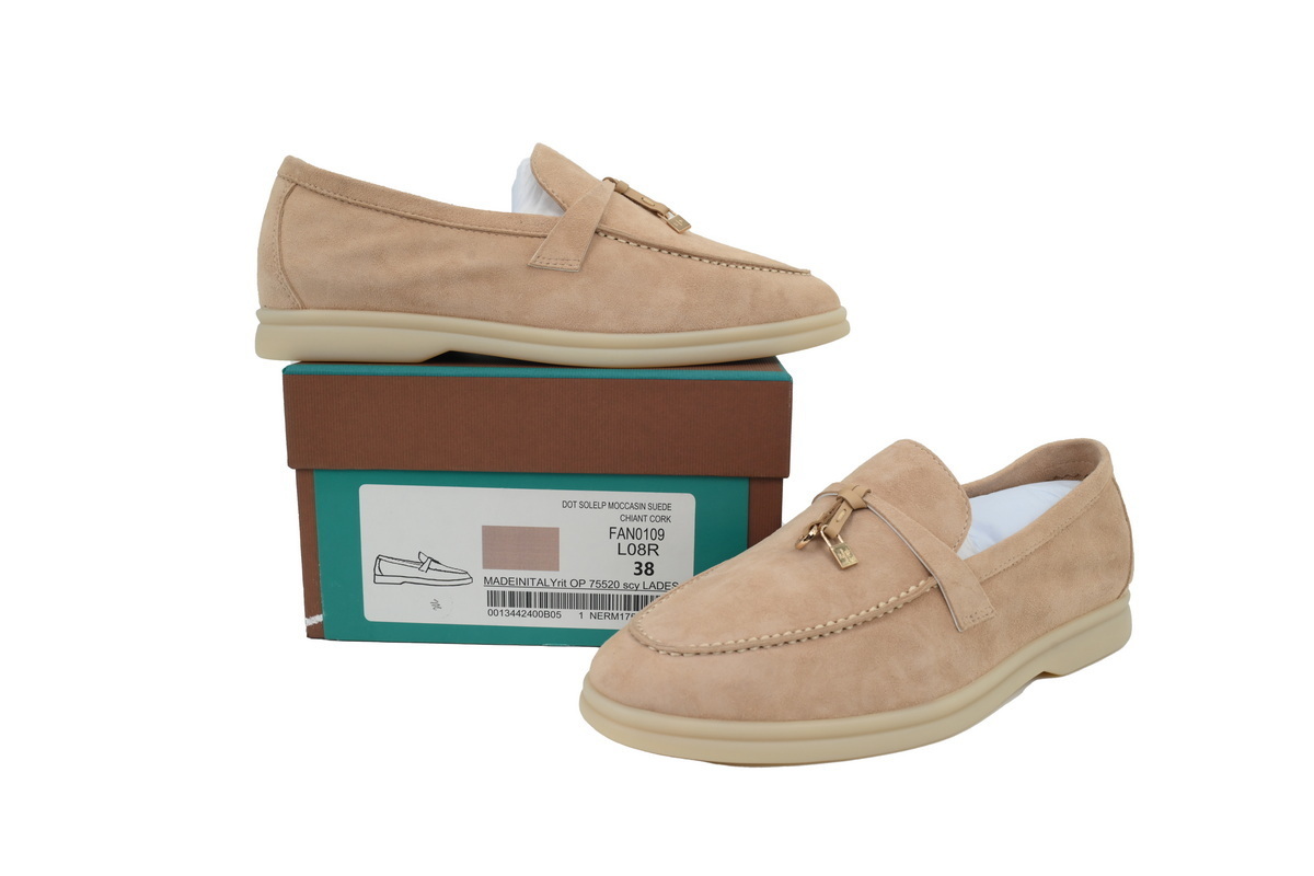 Loro Piana Bean Shoes In Apricot Color