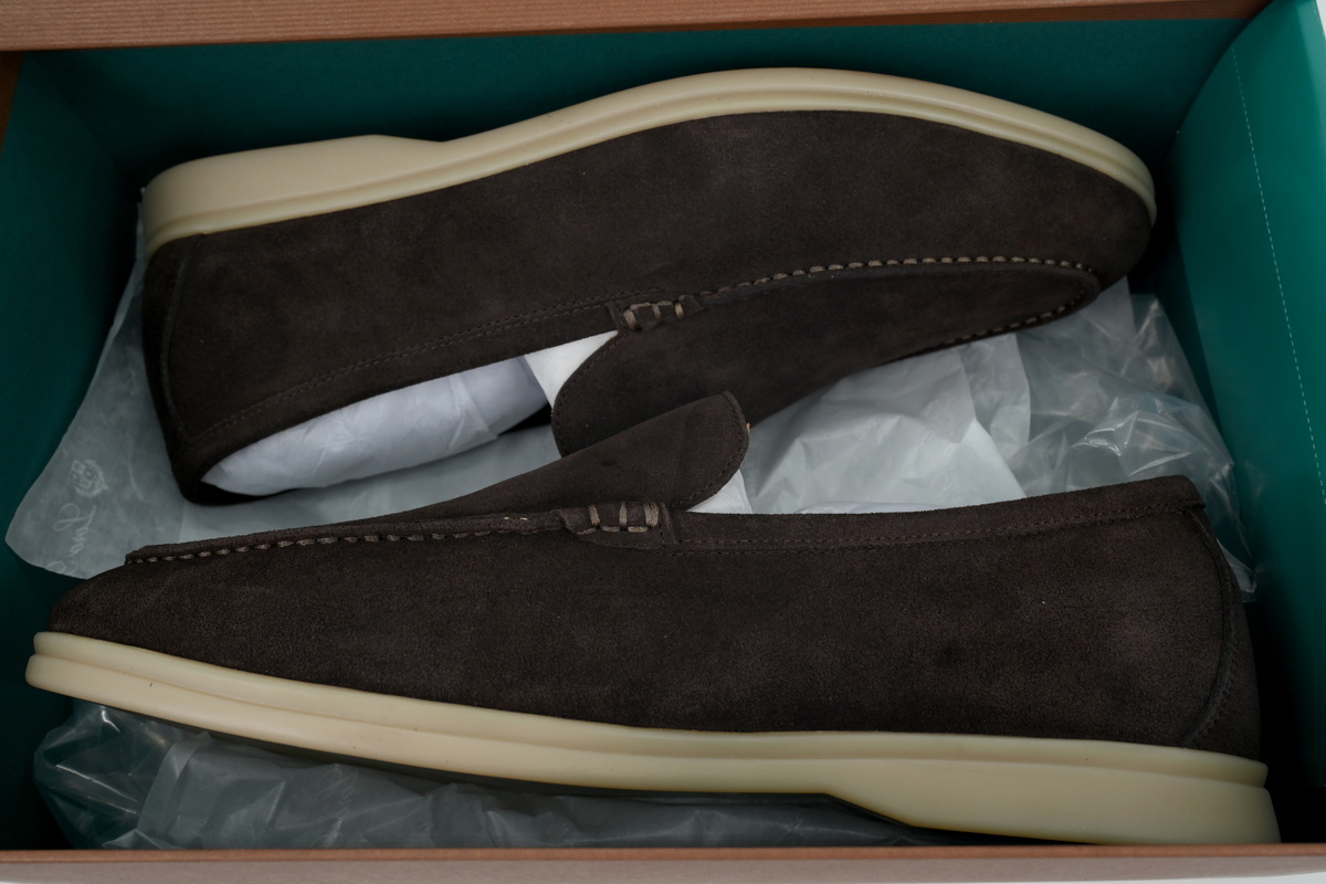 Loro Piana Bean Shoes In Red Brown Color