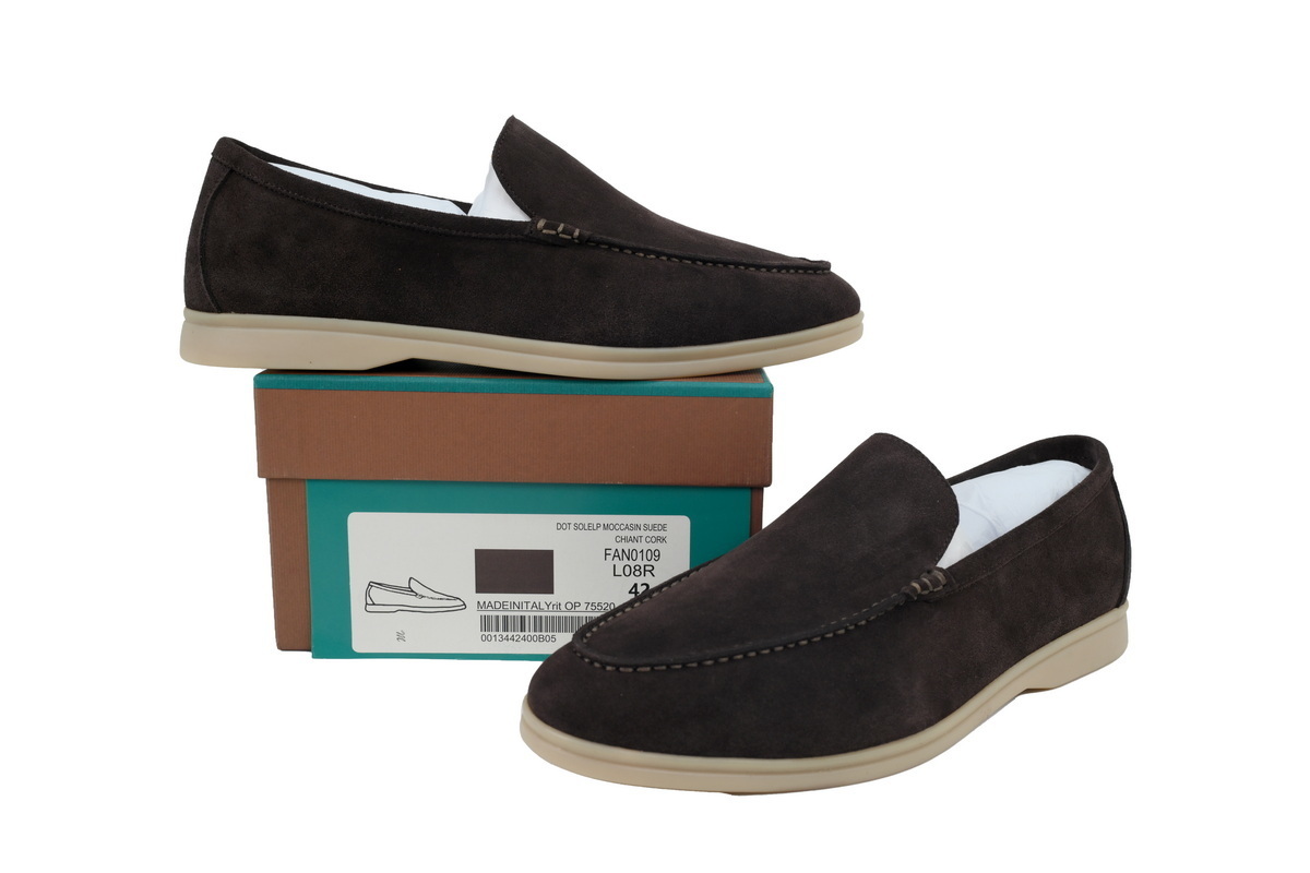 Loro Piana Bean Shoes In Red Brown Color