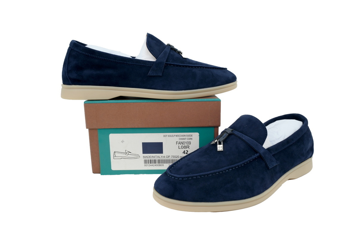 Loro Piana Bean Shoes With Hidden Blue Buckle