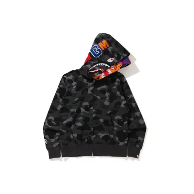BAPE Color Camo Tiger Shark Wide Full Zip Double Hoodie 02