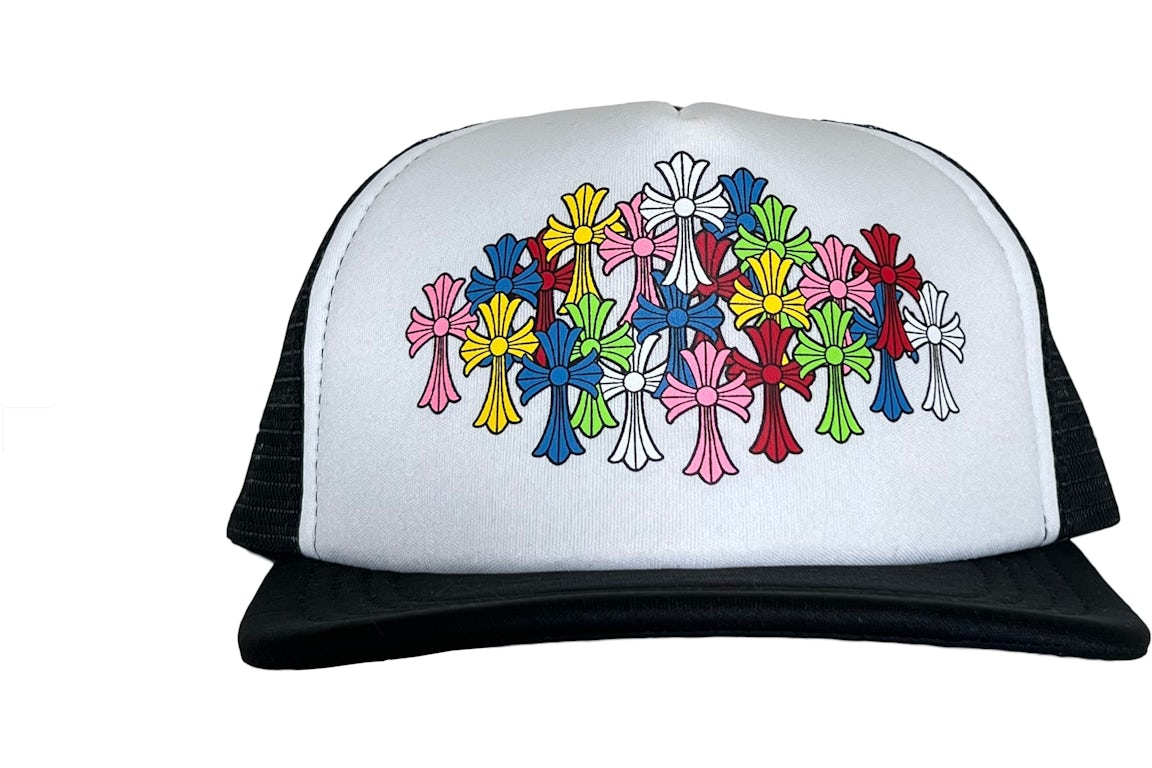 Chrome Hearts Multi Color Crosses Trucker Hat Black/White