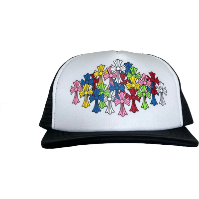 Chrome Hearts Multi Color Crosses Trucker Hat Black/White 01