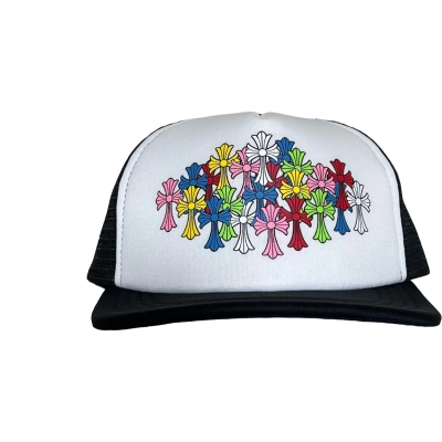 Chrome Hearts Multi Color Crosses Trucker Hat Black/White 01
