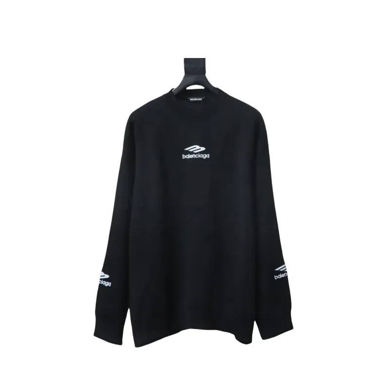 Balenciaga Embroidered Knitted Sweater Black