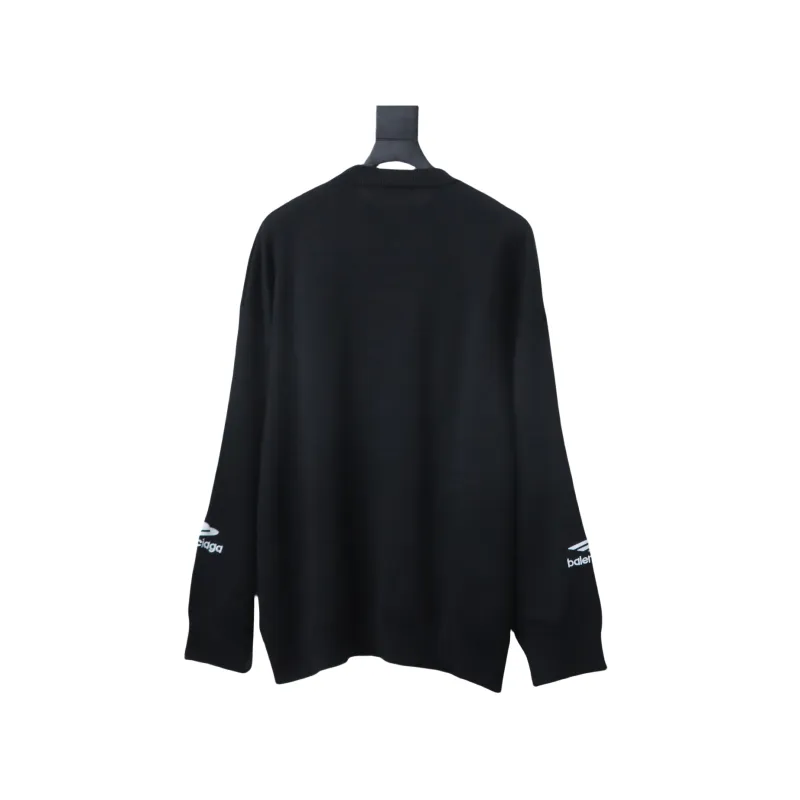 Balenciaga Embroidered Knitted Sweater Black