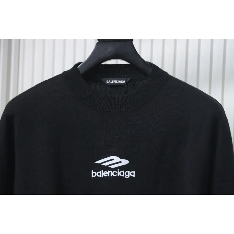 Balenciaga Embroidered Knitted Sweater Black