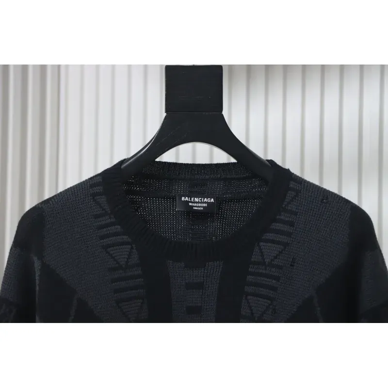 Balenciaga Logo Graphic Print Crew Neck Knitted Sweater