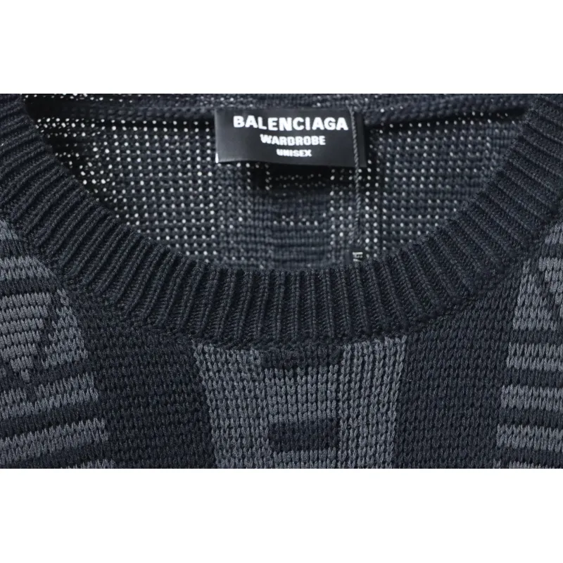 Balenciaga Logo Graphic Print Crew Neck Knitted Sweater