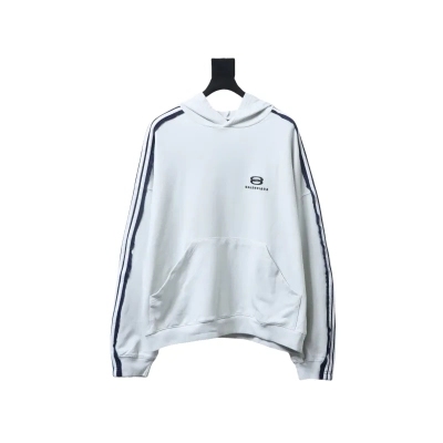 Balenciaga Splicing Ribbon Hoodies White 01