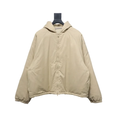 Fear of God Essentials Letter Print Hooded Synthetic Insulated Jacket Cream Yellow 01