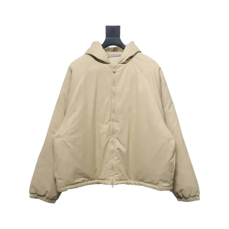 Fear of God Essentials Letter Print Hooded Synthetic Insulated Jacket Cream Yellow