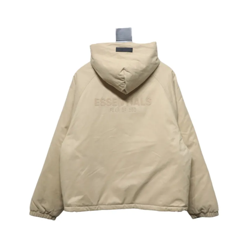 Fear of God Essentials Letter Print Hooded Synthetic Insulated Jacket Cream Yellow