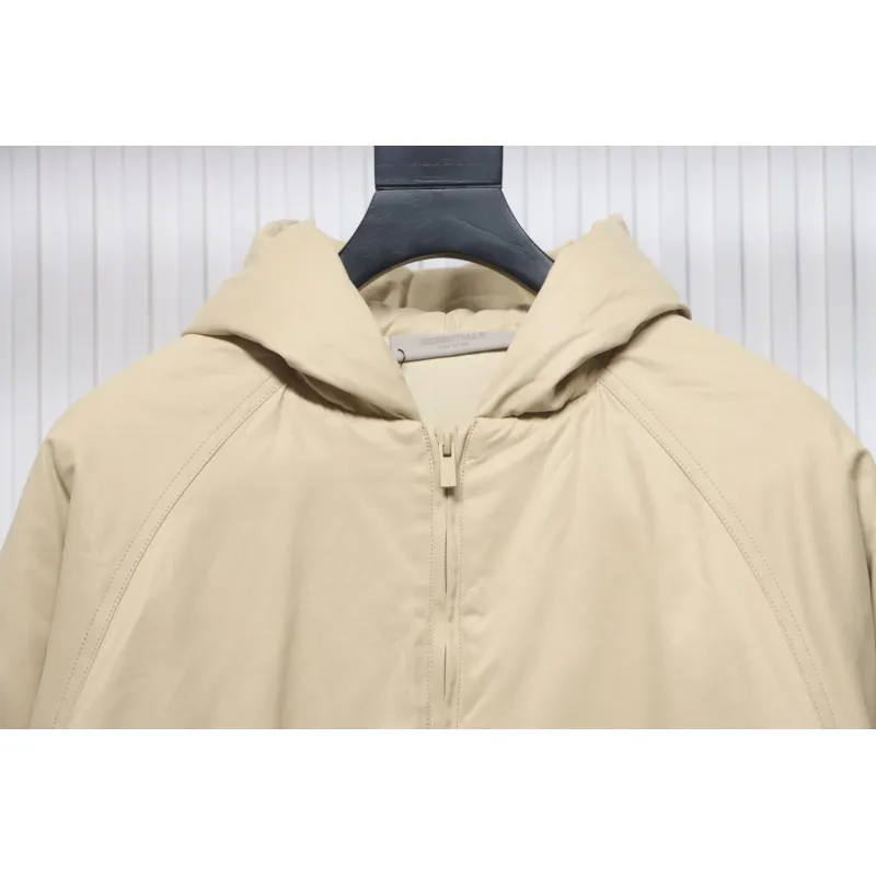 Fear of God Essentials Letter Print Hooded Synthetic Insulated Jacket Cream Yellow