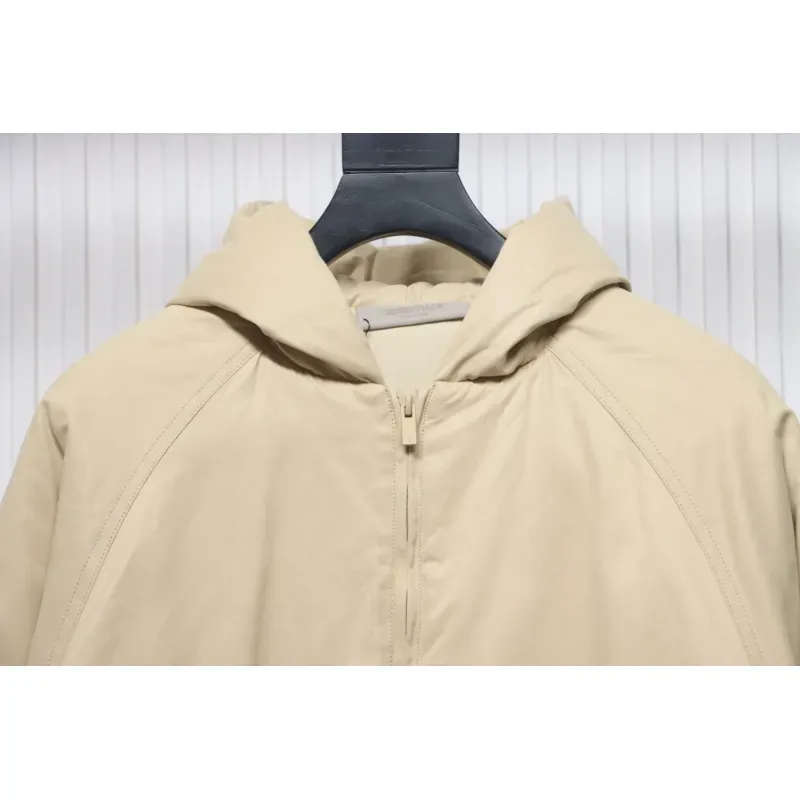 Fear of God Essentials Letter Print Hooded Synthetic Insulated Jacket Cream Yellow