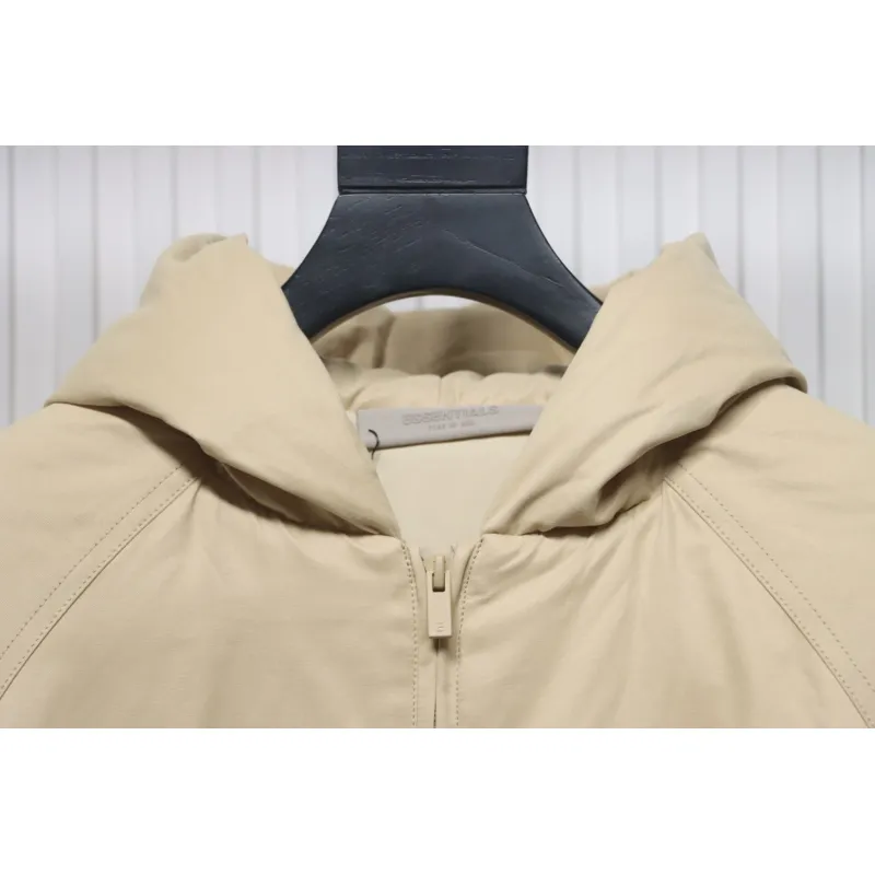 Fear of God Essentials Letter Print Hooded Synthetic Insulated Jacket Cream Yellow