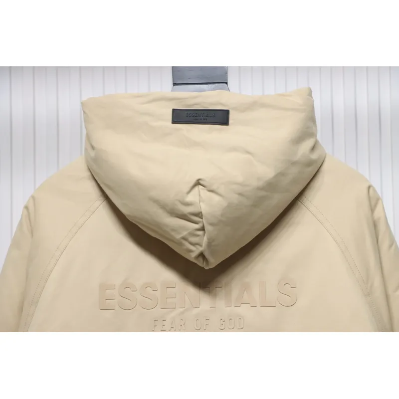 Fear of God Essentials Letter Print Hooded Synthetic Insulated Jacket Cream Yellow