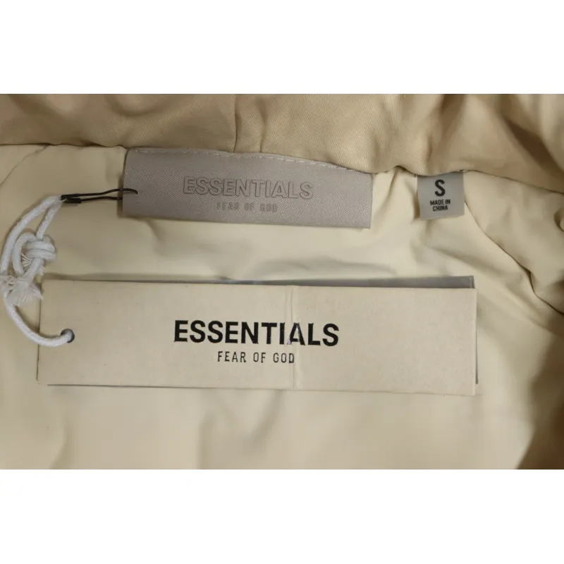 Fear of God Essentials Letter Print Hooded Synthetic Insulated Jacket Cream Yellow