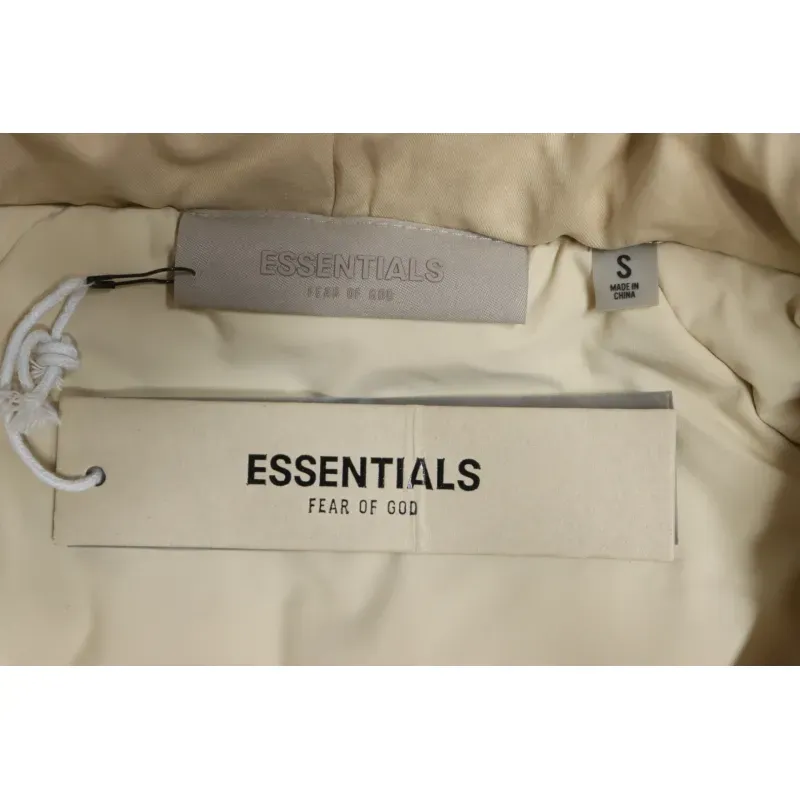 Fear of God Essentials Letter Print Hooded Synthetic Insulated Jacket Cream Yellow
