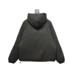 Fear of God Essentials Letter Print Hooded Synthetic Insulated Jacket Dark Green