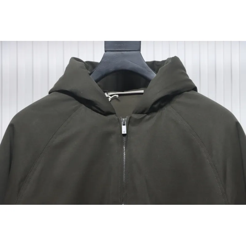 Fear of God Essentials Letter Print Hooded Synthetic Insulated Jacket Dark Green