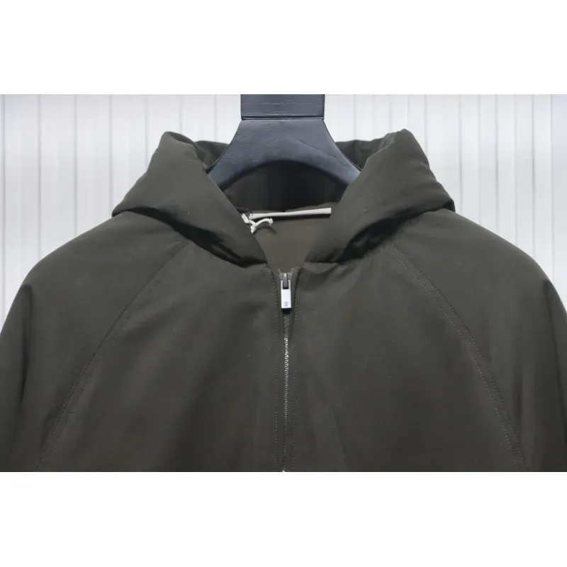 Fear of God Essentials Letter Print Hooded Synthetic Insulated Jacket Dark Green