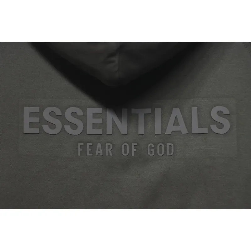Fear of God Essentials Letter Print Hooded Synthetic Insulated Jacket Dark Green