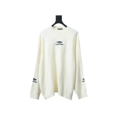 Balenciaga Embroidered Knitted Sweater White 01