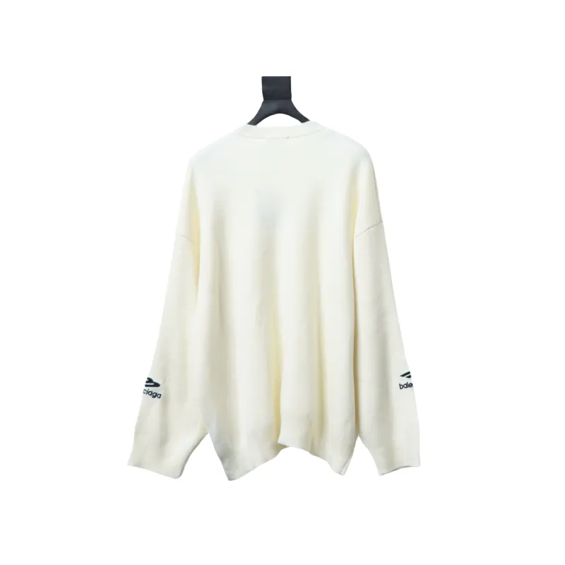 Balenciaga Embroidered Knitted Sweater White