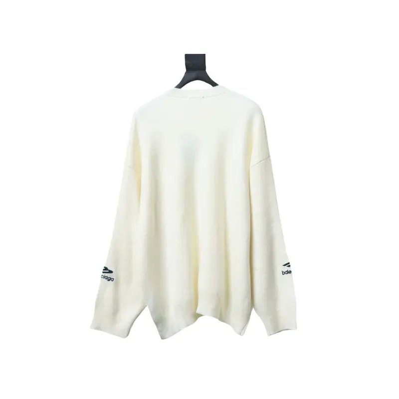 Balenciaga Embroidered Knitted Sweater White