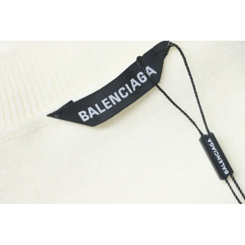 Balenciaga Embroidered Knitted Sweater White