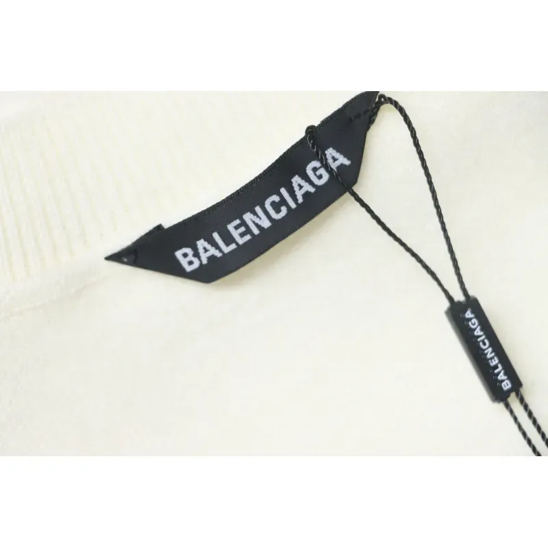 Balenciaga Embroidered Knitted Sweater White