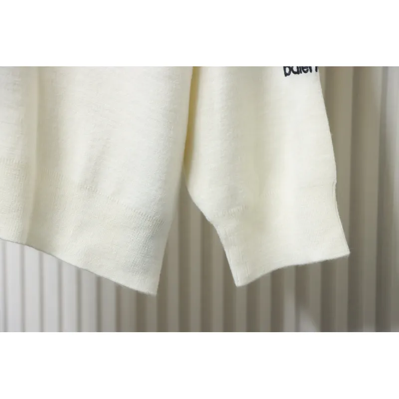 Balenciaga Embroidered Knitted Sweater White