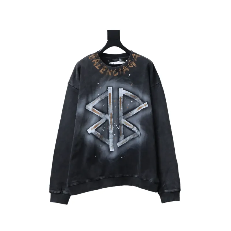 Balenciaga Hand-painted Lettering Sweatshirt Black