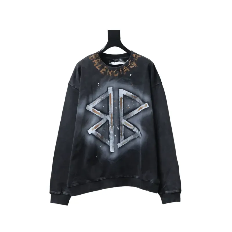 Balenciaga Hand-painted Lettering Sweatshirt Black
