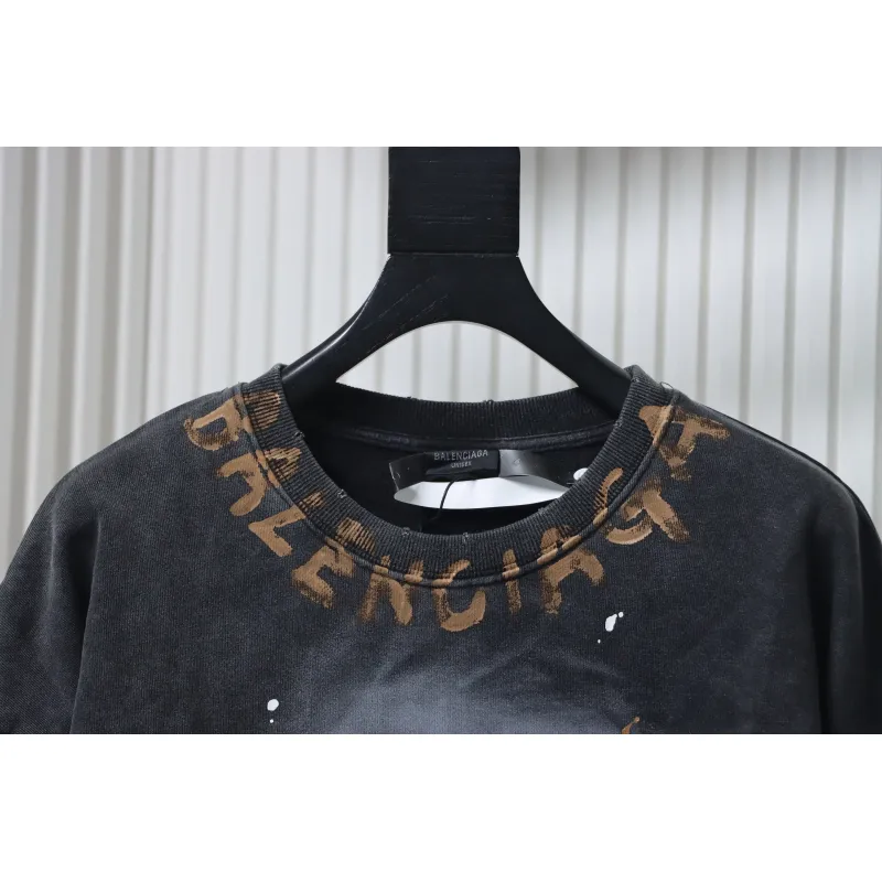 Balenciaga Hand-painted Lettering Sweatshirt Black