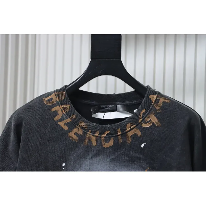 Balenciaga Hand-painted Lettering Sweatshirt Black