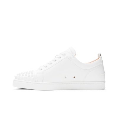 CHRISTIAN LOUBOUTIN Louis Junior Spikes Cap-Toe Leather Sneakers White 01