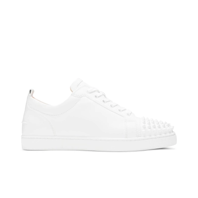 CHRISTIAN LOUBOUTIN Louis Junior Spikes Cap-Toe Leather Sneakers White 02