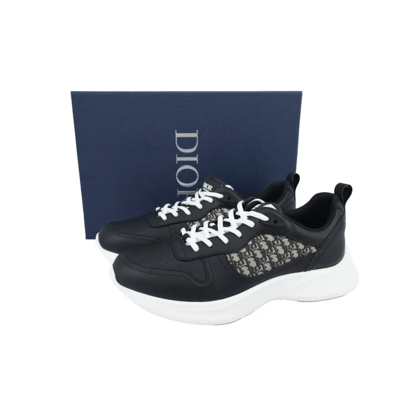 Dior B25 Runner Black Smooth Calfskin Oblique Jacquard 3SN299ZIR-H965