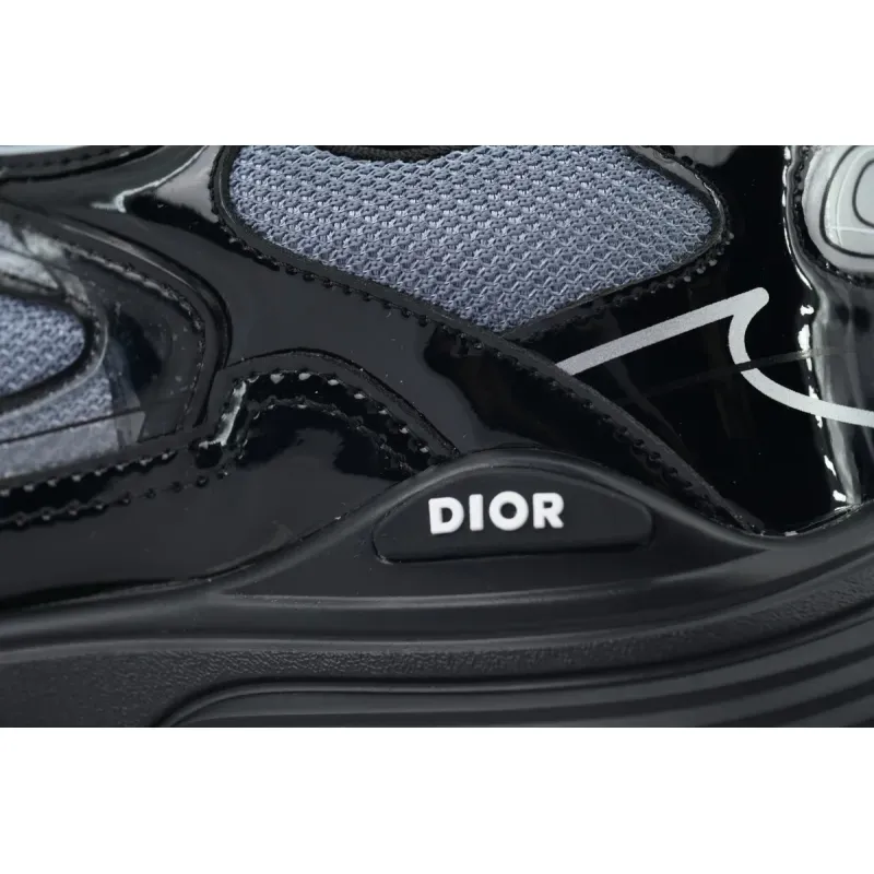 PK God Batch Dior B30 Round Head Logo Sneakers Patent Leather Gray