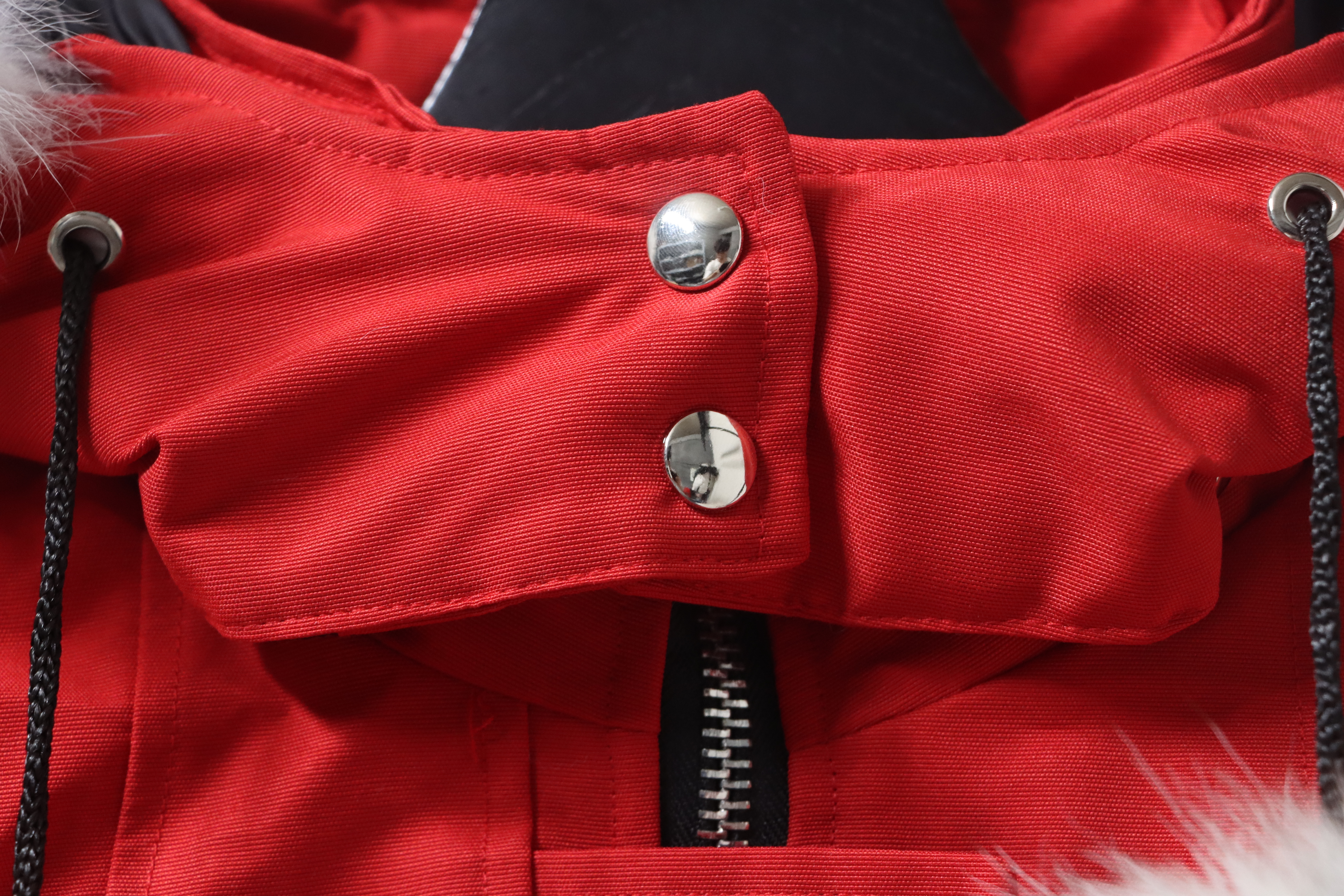 Moose Knuckles Women's long down jacket, bright red