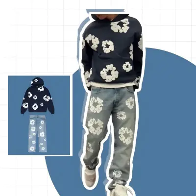 Denim Tears Sweatshirt Navy+Jean light wash 01