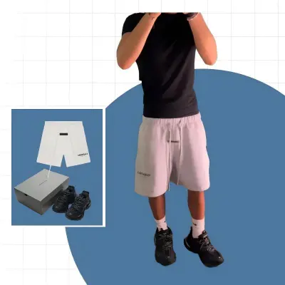 Balenciaga Track+Fear of God Essentials Sweatshort 01
