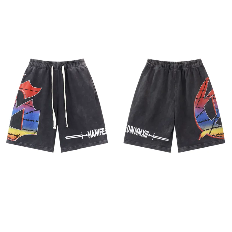 Godspeed Sweat Shorts #8775 Black/Blue/Pink