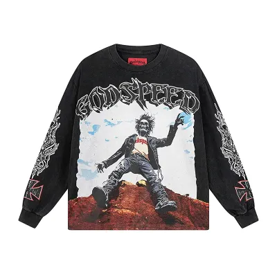 Godspeed Rocker Layered Long Sleeve T-shirt #1103 Black Wash 01