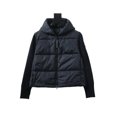  Canada goose  Plaid Hooded Knit Jacket Black 01
