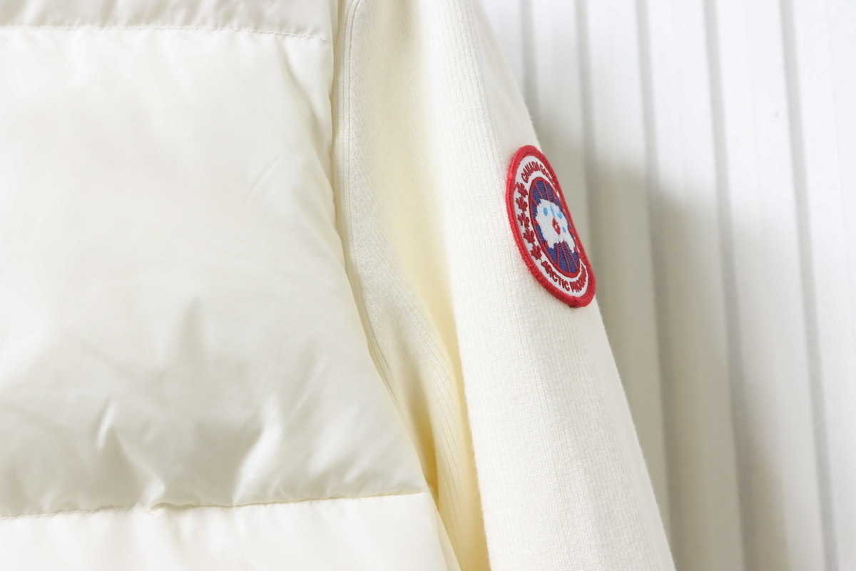 Canada goose  Plaid Hooded Knitted Jacket White